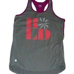 Athleta Girl BOLD Racerback‎ Tank Top Shirt gray Purple Size 14 Casual Workout